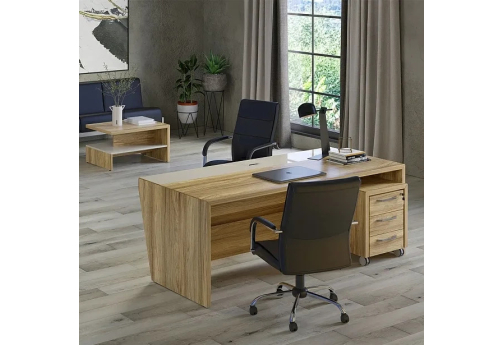 Стол руководителя Дисент, цвет гикори + ваниль