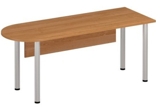 Стол письменный полукруглый на хромированных опорах с экраном Тарли Хром, цвет ольха