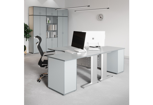 Рабочая станция на 2 человека Колибри, цвет светло-серый