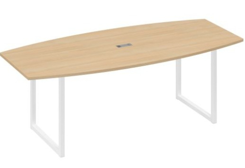Стол для переговоров фигурный Мира Одри, цвет натуральный дуб + белый