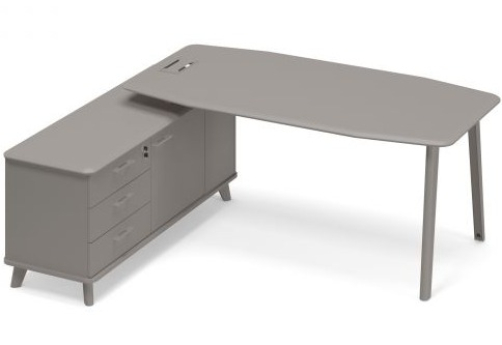 Стол руководителя на опорной тумбе левый (тип 2) Види Металл, цвет мокко