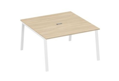 Стол для переговоров Мира Трио, цвет дуб скандинавский + белый