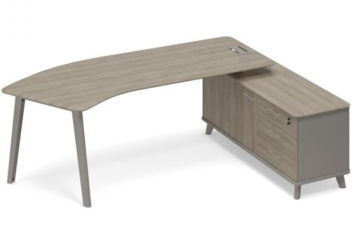 Стoл эргономичный правый на тумбе (тип 5) Види Металл, цвет мокко + вяз