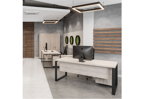 Стол руководителя с передней панелью Фортис, цвет дуб светлый