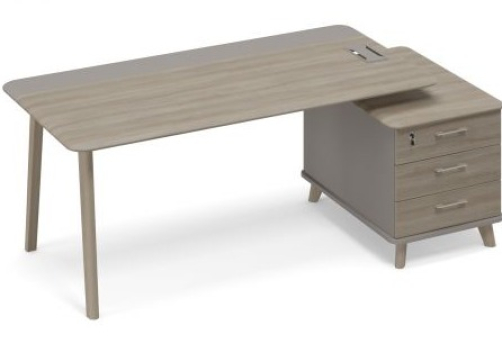 Стол руководителя на малой опорной тумбе правый (тип 1) Види Вуд, цвет мокко + вяз