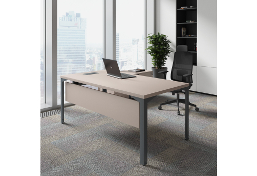 Стол для руководителя с лючком и лицевой панелью Кристо Директ, цвет тортора