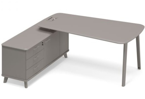 Стoл руководителя на опорной тумбе левый (тип 3) Види Металл, цвет мокко