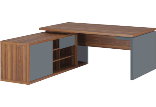 Стол рабочий на опорной креденции левый, цвет орех + антрацит