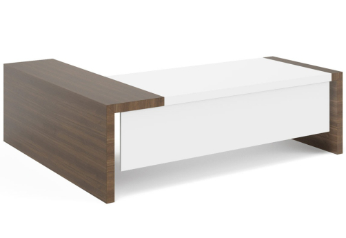 Стол для руководителя + нижняя панель Толедо, цвет орех+белый