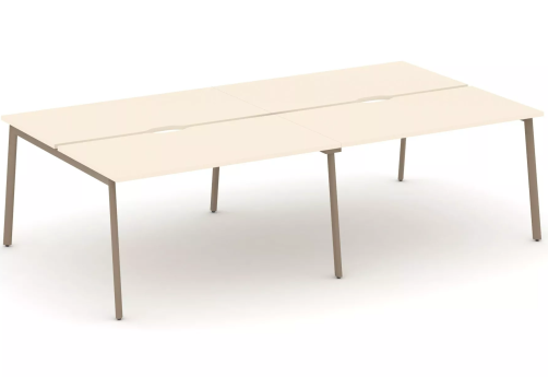 Рабочая станция на 4 места (с вырезом под провода), цвет сатин