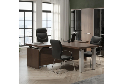 Стол руководителя с брифинг-приставкой Вельвет, цвет темный дуб