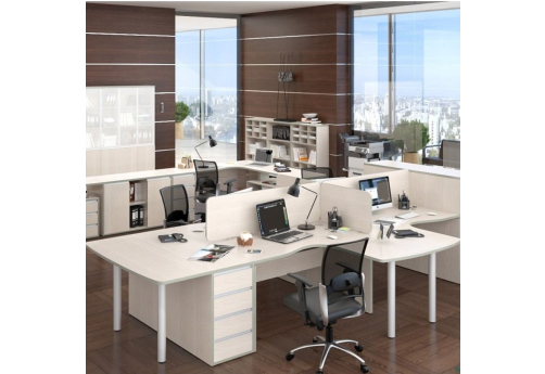 Составной стол на 4 рабочих места Валенсия, цвет сосна карелия