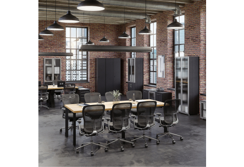 Стол для переговоров на П-образных опорах Урбан, цвет натуральное дерево