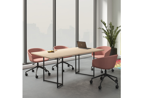 Стол для переговоров Мейлон, цвет светлый дуб + черный