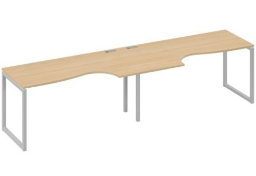 Рабочая станция эргономичная (2х160) Мира Одри, цвет натуральный дуб + серый