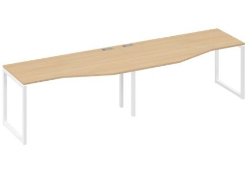 Рабочая станция эргономичная (2х160) Мира Одри, цвет натуральный дуб + белый