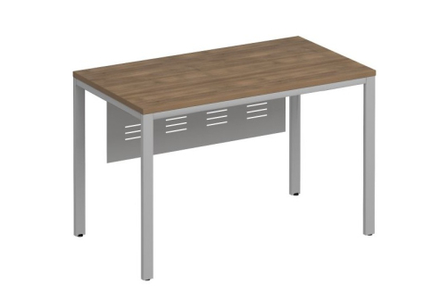 Стол письменный на металлокаркасе с металлическим экраном Прайм Металл 25, цвет шамони темный + серый