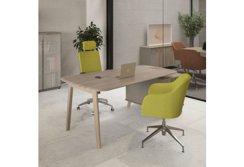 Стол руководителя на малой опорной тумбе правый (тип 3) Види Вуд, цвет мокко + вяз