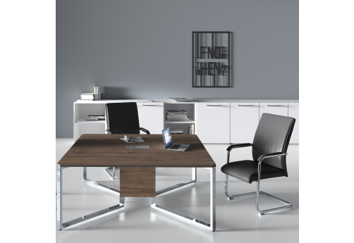 Стол-квадрат Кенвуд Конференц, цвет брауни + металл-глянец