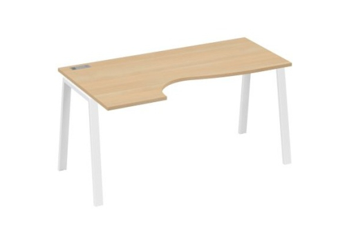 Стол эргономичный левый 160 Мира Трио, цвет натуральный дуб + белый