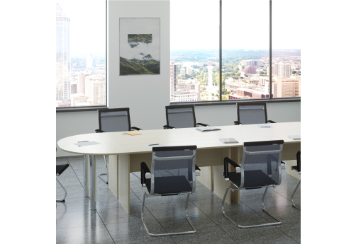 Стол переговорный овальный, для сотрудников и клиентов МЛ Стиль, мебель цвета клен