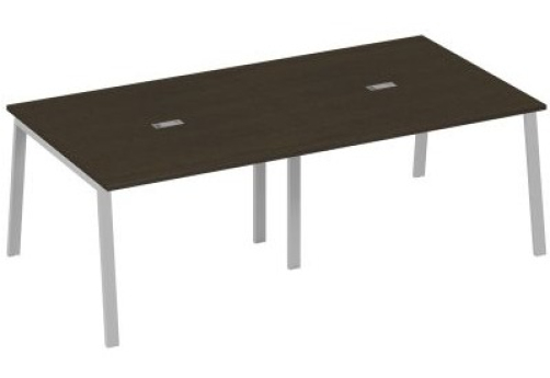 Стол для переговоров Мира Трио, цвет венге + серый