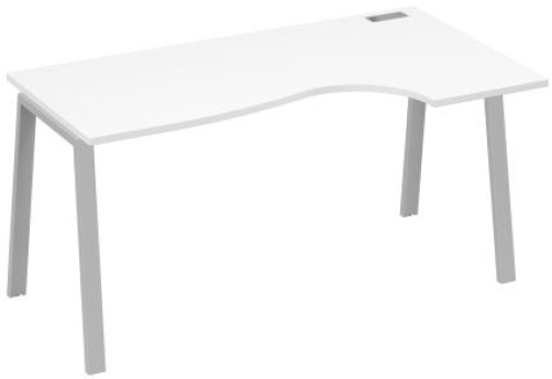 Стол эргономичный правый 160 Мира Трио, цвет белый премиум + серый