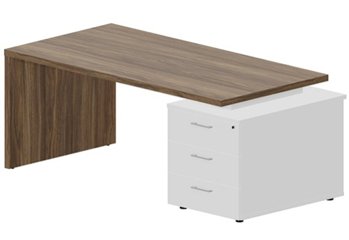 Стол на опорной тумбе (правый) Эльберт, цвет орех + белый