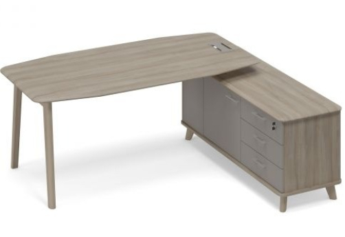 Стол руководителя на опорной тумбе правый (тип 2) Види Вуд, цвет вяз + мокко