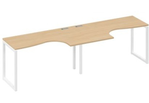 Рабочая станция эргономичная (2х140) Мира Одри, цвет натуральный дуб + белый