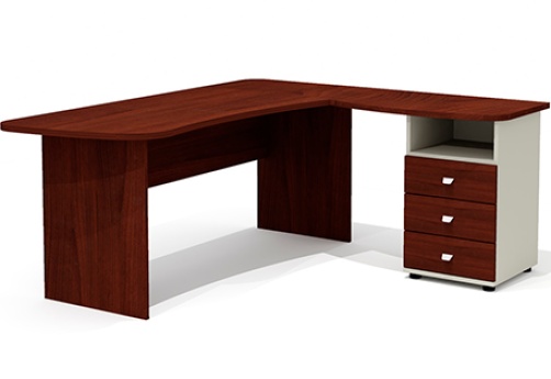 Стол эргономичный с тумбой правый Джерси, цвет орех