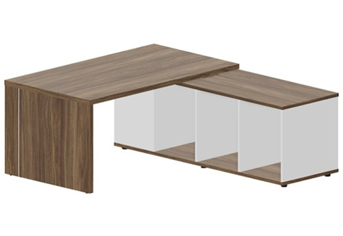 Стол на опорной сервисной тумбе (правый) Эльберт, цвет орех + белый