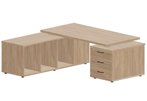 Стол на двух опорных тумбах (левый) Эльберт, цвет светлый дуб