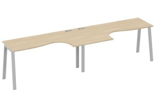 Рабочая станция эргономичная 2х160 Мира Трио, цвет дуб скандинавский + серый