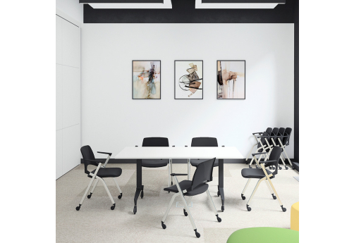 Стол мобильный складной для переговоров Смит Конференц, цвет белый + черный