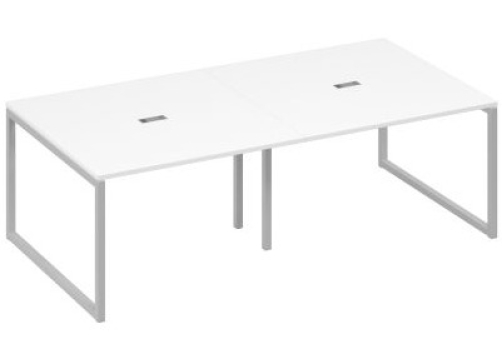 Стол для переговоров прямоугольный Мира Одри, цвет белый премиум + серый