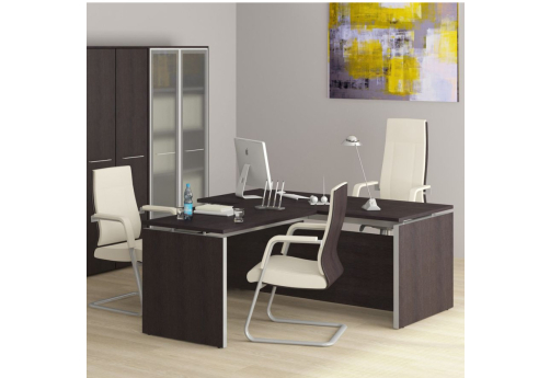 Стол руководителя с брифинг-приставкой Эдвард, цвет венге