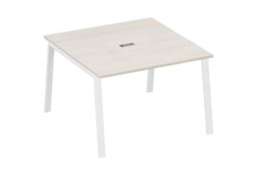 Стол для переговоров Мира Трио, цвет дуб шамони + белый