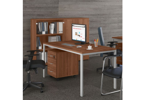 Стол письменный на металлокаркасе Прайм Металл 25, цвет орех + серый