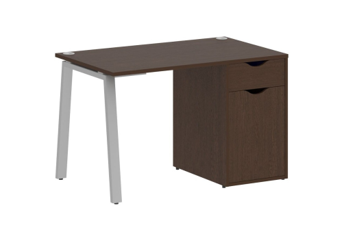 Стол письменный с тумбой, цвет венге + серый