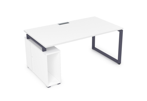 Стол компьютерный с нишей под системный блок Оскар Персонал, цвет белый премиум