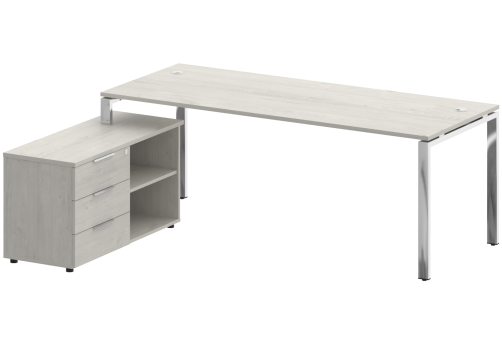 Стол руководителя с опорной тумбой левый, цвет дуб наварра