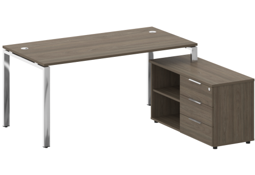 Стол руководителя с опорной тумбой правый, цвет вяз