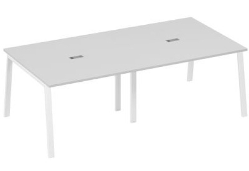 Стол для переговоров Мира Трио, цвет серый + белый