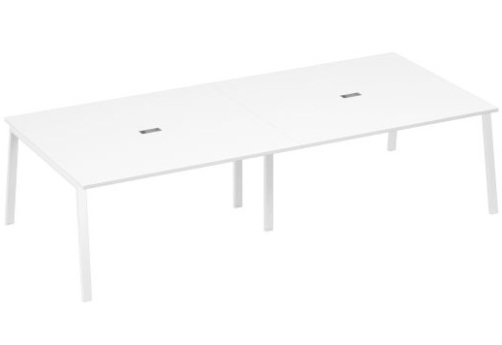 Стол для переговоров Мира Трио, цвет белый премиум + белый