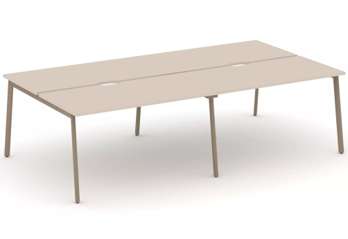 Рабочая станция на 4 места (с вырезом под провода), цвет капучино