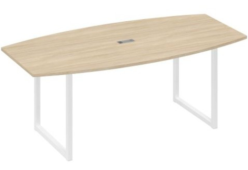 Стол для переговоров фигурный Мира Одри, цвет дуб скандинавский + белый