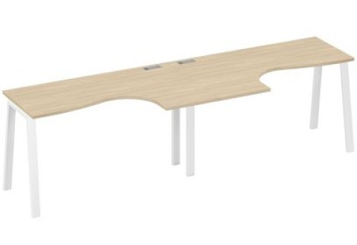 Рабочая станция эргономичная 2х140 Мира Трио, цвет дуб скандинавский + белый