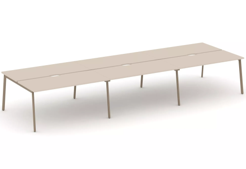 Рабочая станция на 6 мест (с вырезом под провода), цвет капучино