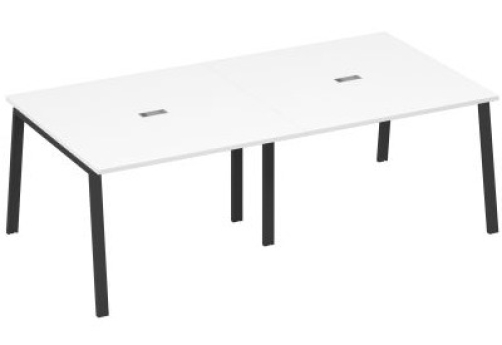 Стол для переговоров Мира Трио, цвет белый премиум + антрацит